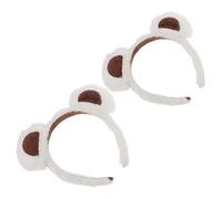 PLAFOPE 2 Stück-pack Plüsch Bärenohren Stirnband Weiß aus Gewebe mit Rutschfester Passform Niedliches Haarband für Erwachsene und Kinder zu Events und Weihnachten