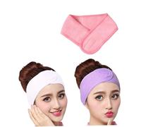 PLAFOPE 3 Stück Frottee Spa Stirnband Frottee mit Make Up Stirnband für Damen und Gesichtsbehandlungen Elastisch Weiß Rosa Violett Verstellbar Gesichtsreinigung Spa Zubehör