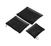 PLAFOPE 3 Stück Teiliges Mesh Kosmetiktaschen Schwarz Reise Kulturbeutel Schminktaschen Organizer Leicht Atmungsaktiv Vielseitig für Make up Stifte und Toilettenartikel Praktisch für