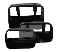 PLAFOPE 3 Stück Teiliges Transparentes Kosmetiktaschen Set Großer Kulturbeutel mit Henkel Semitransparent Splicing Design Vielseitiger Reise Organizer für Frauen Mädchen