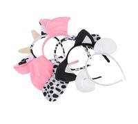 PLAFOPE 5 Stück Teiliges Haarreif mit Niedlichen Plüsch Tierohren Weiche Cartoon Kopfstücke für Kostüm party Karneval Cosplay Geschenk für Mädchen Inklusive Lamm Dalmatiner Katze Kuh