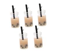 PLAFOPE 5 Stück Teiliges Milchtee schlüsselanhänger Resin Mini Schlüsselanhänger Anhänger Leichtes Langlebiges Dekor für Schlüsselbund und Taschen Detailreiche Handarbeit als Süßes