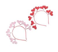 PLAFOPE Herz Stirnband 2 Stück Glitzernde Haarbänder mit Elastischem Stoff Haarschmuck für Valentinstag und Geburtstagsfeier Verstellbar für Jede Kopfgröße Zufällige Farbe