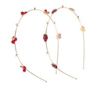 PLAFOPE Kirsch Erdbeer Haarreifen 2 Stück Obst Stirnband Haarschmuck Für Frauen Metallstirnband Schmuck Für Partys Hochzeit Geschenk