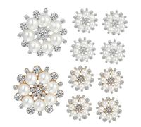 PLAFOPE Strassknöpfe Blumenform 20 Stück Kleine Bastelknöpfe Aus Legierung Mit Strass Und Perlen Selbstgemacht Schmuck Und Haarspangen Zubehör Für Kleidung Und Hüte