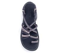 Plaka Damen Gummi Flache Sommer Sandalen, Grauer brasilianischer Sand, 37 EU