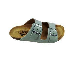 Plakton Beta Afelpado Damen Leder Pantolette Sandalette - grün - 42