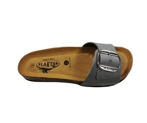 Plakton Bis 3 Nobuck Damen Leder Pantolette Sandalette - grau - 42