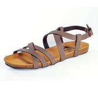 Plakton Vegane Damen flache Sandale FRAN VALI mit Korksohle und einstellbarer Schnalle Marron (braun) 37