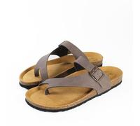 Plakton Vegane Damen Zehentrenner Sandale BATTLE mit Korksohle Grau (marron) 41