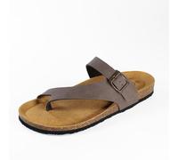 Plakton Vegane Damen Zehentrenner Sandale BATTLE mit Korksohle Grau (marron) 42
