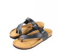 Plakton Vegane Damen Zehentrenner Sandale BATTLE mit Korksohle Schwarz 42