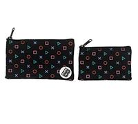 Plan B, Münzgeldbörse X2 Play, 2er-Set Portemonnaie, Maße: 14 x 8 cm und 11 x 6 cm, Play Symbole auf Schwarzem Hintergrund, Stoff, Klein und Leicht