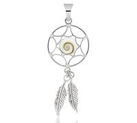 PLANETYS - 925 Sterling Silber Anhänger Traumfänger Dreamcatcher Auge des Heilige Lucie - Santa Lucia - Oeil de Sainte Lucie - Shiva Eye