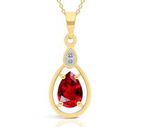 Planetys Damen-Halskette Gelbgold 375/1000, natürlicher Rubin, Birnenschliff und Diamanten, Gold, Rubin Diamant