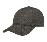 Stetson Plano Wool Cap Herren - Baseballcap mit Schirmunterseite aus Leder- Herrencap Herringbone Design - Kappe mit Baumwollfutter - Basecap Herbst/Winter - Wintercap Dunkelbraun S (54-55 cm)