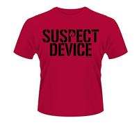 Plastic Head Herren T-Shirt mit Aufschrift Stiff Little Fingers Suspect Device Banded Collar Short Sleeve, rot, XL