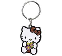 Plasticolor 004597R01 Hello Kitty Glitzer Schleife und Blumen Emaille Metall Schlüsselanhänger, Weiss/opulenter Garten, Einheitsgröße