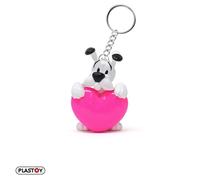 Plastoy Astérix Schlüsselanhänger Idéfix rosafarbenes Herz - PVC - 10 cm