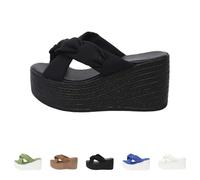 Plateau Damen Pantoletten, Sandalen Espadrilles Hausschlappen Keilabsatz Frauen Sandaletten Sommer Peep Toe Schuhe Keilsandalen Hausschuhe Slides High Heeled Open Toe Sommerkleid Mules Shoes
