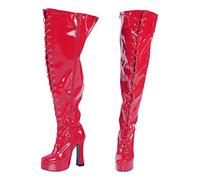 Plateau Overknee High Heels rot sehr weiter Schaft Gr 37-46 XXL (46)