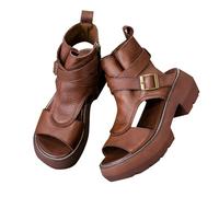 Plateau Sandalen Damen Sale, Chunky Heel Sandaletten Damen Fischmaul Offene Sommerschuhe PU Leder Sandals mit Verstellbare Riemen Sommerschuhe Sommer Elegant Plattform Sandalette Outdoorsandalen