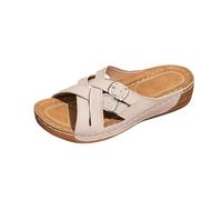 Plateau Sandalen Damen Sale Orthopädische Sandaletten Gekreuzte Riemen Sandale mit Verstellbarem Riemen Sommerschuhe Peep Toe Hausschuhe Leder Römersandalen Gummi Sohle Schlappen Freizeit Strandschuhe