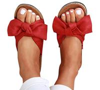 Plateau Sandalen Espadrilles Damen 38 Leicht Bequem Hausschuhe mit Bowknot Strandschuhe Leder Fußbett Strand Outdoor Retro römische Sandalen Slide Freizeit Römersandalen