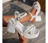 Plateau-Sandaletten mit Blockabsatz für Damen, neue sommerliche Mode, lässig und bequem mit Kreuzriemen, vielseitige luxuriöse Nischen-Eleganz-Absatzs