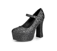 Plateau Schuhe für Damen - schwarz mit Glitter - Schuhgröße: 37