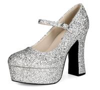 Plateau Schuhe für Damen - Silber mit Glitter - Schuhgröße: 41