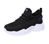 plateau sneaker damen Retro Sneaker Orthopädische Schuhe Bequem Rutschfeste Walkingschuhe Atmungsaktive Weite Laufschuhe Weichen Sohle Barfußschuhe Walkingschuhe orthofeet schuhe damen Schwarz 36
