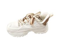 Plateau-Sneaker für Damen, weiß, klobige Loafers, Schuhe für Damen, dicke Unterseite, Schnürschuhe, Fußgewölbeunterstützung, Laufschuhe, reine Farbe, vielseitiges Netzgewebe, Outdoor-Sneaker,