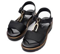 Plateausandale ARA "BILBAO", Damen, Gr. 40, schwarz, Nappaleder, unifarben, Schuhe Plateausandale, Keilsandale, Sommerschuh, Komfortschuh in G-Weite, Topseller (68780850-40)