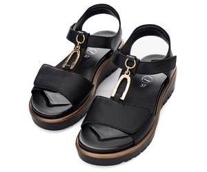 Plateausandale ARA "BILBAO", Damen, Gr. 42, schwarz, Nappaleder, unifarben, Schuhe Plateausandale, Keilsandale, Sommerschuh, Komfortschuh in G-Weite, Topseller (68780850-42)