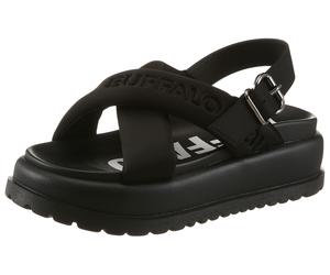 Plateausandale BUFFALO, Damen, Gr. 38, schwarz, Textil, Schuhe, Sandalette, Sommerschuh mit gekreuzter Bandage (26556238-38) schwarz