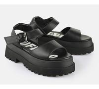 Plateausandale BUFFALO "PLUTO JOJO", Damen, Gr. 41, schwarz, Lederimitat, Schuhe, Riemchensandale, Festival-Sandale, Sommerschuh mit Plateau (22300406-41) schwarz