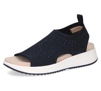 Plateausandale CAPRICE, Damen, Gr. 37, blau (dunkelblau), Textil, Schuhe, Keilabsatz, Schlupfschuh, Komfortschuh mit glänzenden Strasssteinen (75770842-37) dunkelblau
