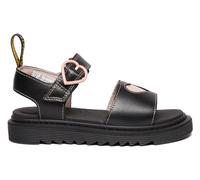 Plateausandale DR. MARTENS "Marlowe Kinder", Kinder, Gr. 32, schwarz (schwarz, rosa), Leder, glänzend, Schuhe, Plateausandale, Sommerschuh mit Herzchen Applikation (77526440-32) schwarz, rosa