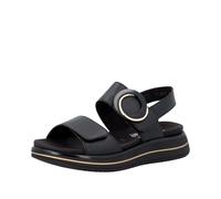 Plateausandale REMONTE, Damen, Gr. 37, schwarz, Leder, unifarben, Schuhe, Sommerschuh, Sandalette mit Softfußbett und zwei Klettverschlüssen (35061040-37) schwarz