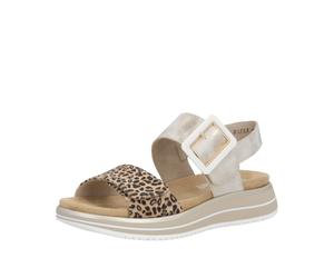Plateausandale REMONTE, Damen, Gr. 39, goldfarben, leo, Lederimitat, Textil, metallic, Schuhe, Sandalette, Keilsandale, Sommerschuh mit Lite ´n Soft-Ausstattung (83973956-39) goldfarben, leo