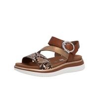 Plateausandale REMONTE, Damen, Gr. 40, braun (braun kombiniert), Leder, Lederimitat, Reptilienprägung, metallic, Schuhe, Sommerschuh, Sandalette mit praktischen Klettverschlüssen (59369952-40) braun k