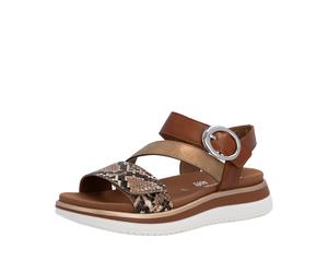 Plateausandale REMONTE, Damen, Gr. 42, braun (braun kombiniert), Leder, Lederimitat, Reptilienprägung, metallic, Schuhe, Sommerschuh, Sandalette mit praktischen Klettverschlüssen (59369952-42) braun k