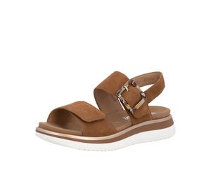 Plateausandale REMONTE, Damen, Gr. 43, braun, Ziegenveloursleder, unifarben, Schuhe, Sommerschuh, Sandalette, Klettschuh mit Lite ´n Soft-Ausstattung (43814338-43) braun
