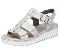 Plateausandale RIEKER, Damen, Gr. 36, beige (hellbeige), Lederimitat, metallic, Schuhe Plateausandale, Riemchensandale, Sommerschuh, Sandalette mit Klettriemchen (85733837-36)