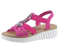 Plateausandale RIEKER, Damen, Gr. 36, pink (fuchsia), Lederimitat, Schuhe Plateausandale, Sommerschuh, Sandalette, Plateauabsatz, mit weicher Innensohle (85297858-36)