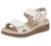 Plateausandale RIEKER, Damen, Gr. 37, beige (creme), Lederimitat, unifarben, Schuhe, Sandalette, Sommerschuh, Keilsandale mit praktischen Klettverschlüssen (70693921-37) creme