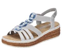 Plateausandale RIEKER, Damen, Gr. 40, grau (silbergrau), Lederimitat, metallic, Schuhe, Sandalette, Sommerschuh, Schlupfschuh mit seitlichen Gummizügen (63460120-40) silbergrau
