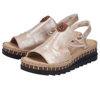 Plateausandale RIEKER, Damen, Gr. 41, Textil, goldfarben, Lederimitat, metallic, Schuhe, Sommerschuh, Sandalette, modisches Plateau (86613418-41) goldfarben