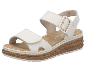 Plateausandale RIEKER, Damen, Gr. 42, beige (creme), Lederimitat, unifarben, Schuhe, Sandalette, Sommerschuh, Keilsandale mit praktischen Klettverschlüssen, Topseller (70693921-42) creme